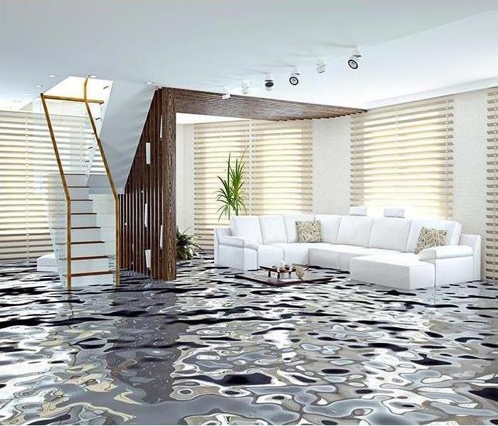 water flooding a living room